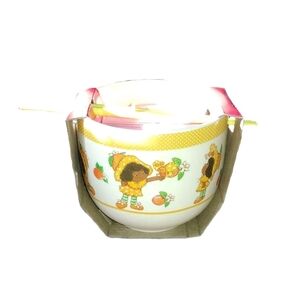 Strawberry Shortcake Orange Blossom Ramen Bowl Bundle w/ Chopsticks & Spoon New